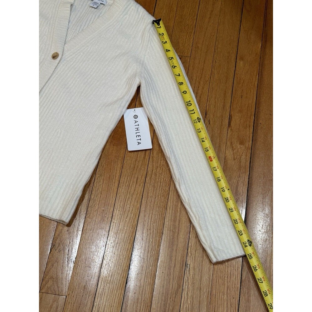 Athleta Womens Layover Cardigan Size M Wool Blend Cream V Neck Cream NEW W TAG - Picture 9 of 16